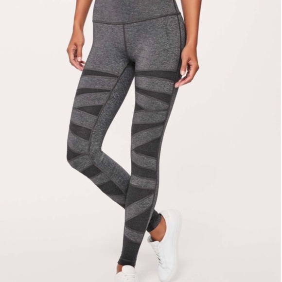 Lululemon Wunder Under Gray Tech Mesh Leggings - Picture 1 of 6